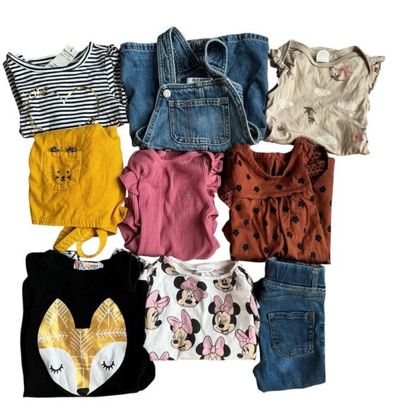 Bundle 18M Baby Girl Set 9PC Lot Long Sleeve Tops Jumpsuit Denim Jeans Dress - Picture 1 of 5